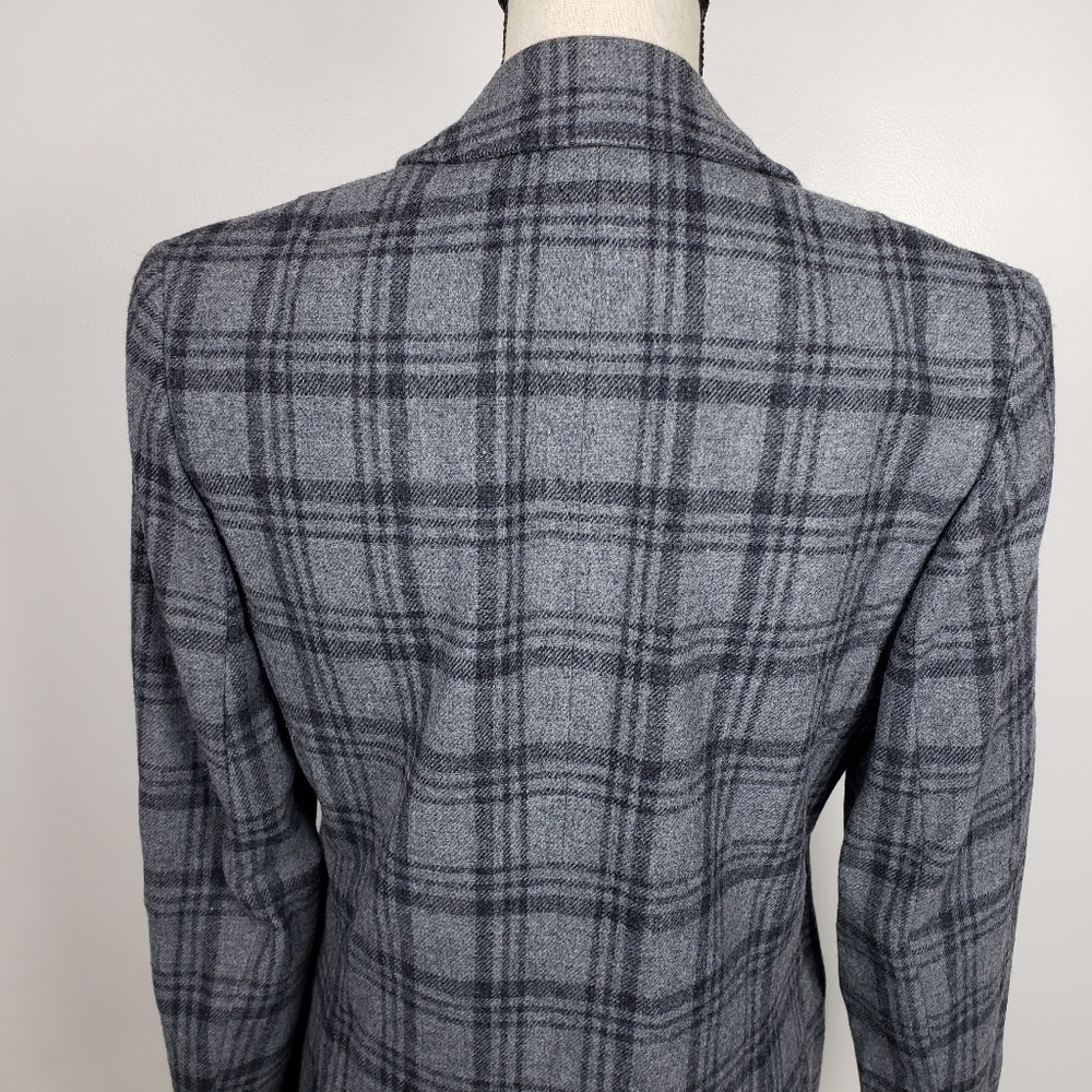 Pendleton Gray Wool Plaid Button Front Blazer 10 - image 7